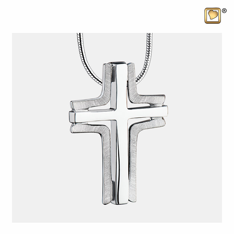 Ashanger Elegant Cross Geborsteld Zilver, inclusief Slangencollier